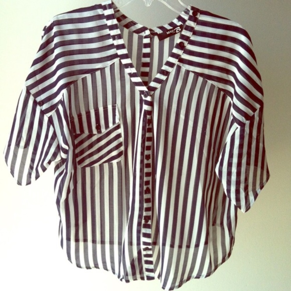 NWOT Navy and White Blouse
